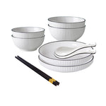 White Japanese Style Ceramic Dinnerware Set of 6