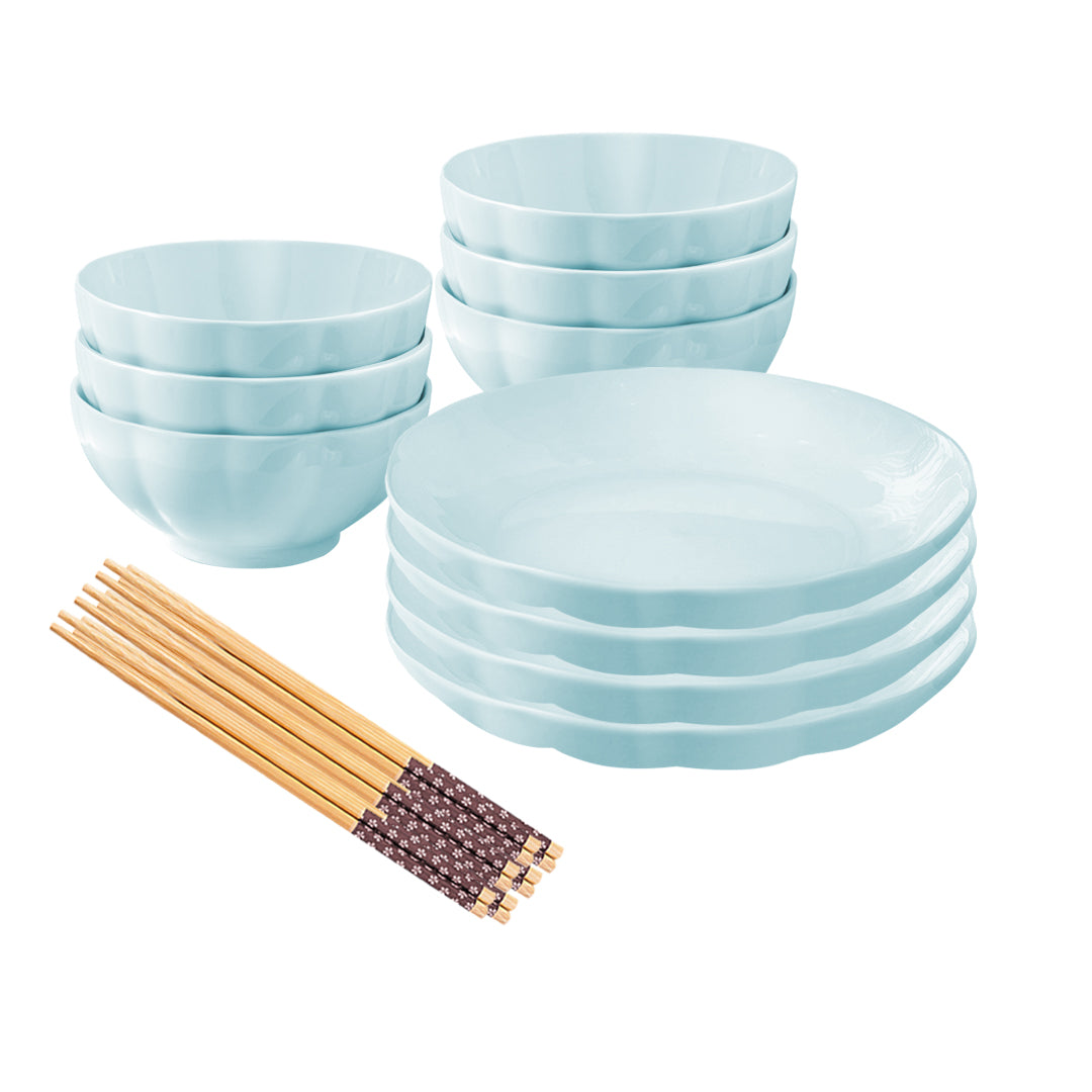 Light Blue Ceramic Dinnerware Set of 10