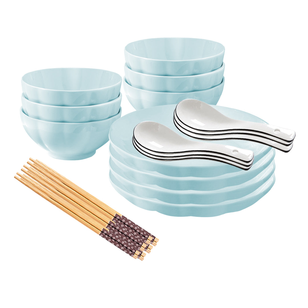 Light Blue Ceramic Dinnerware Set of 10
