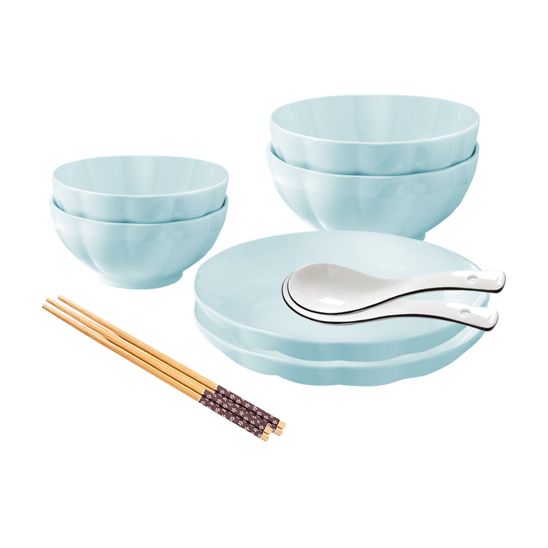 Light Blue Ceramic Dinnerware Set of 6