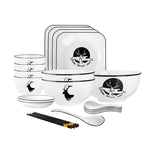 White Antler Printed Ceramic Dinnerware Set of 13