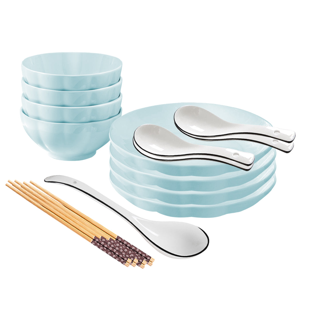 Light Blue Ceramic Dinnerware Set of 8