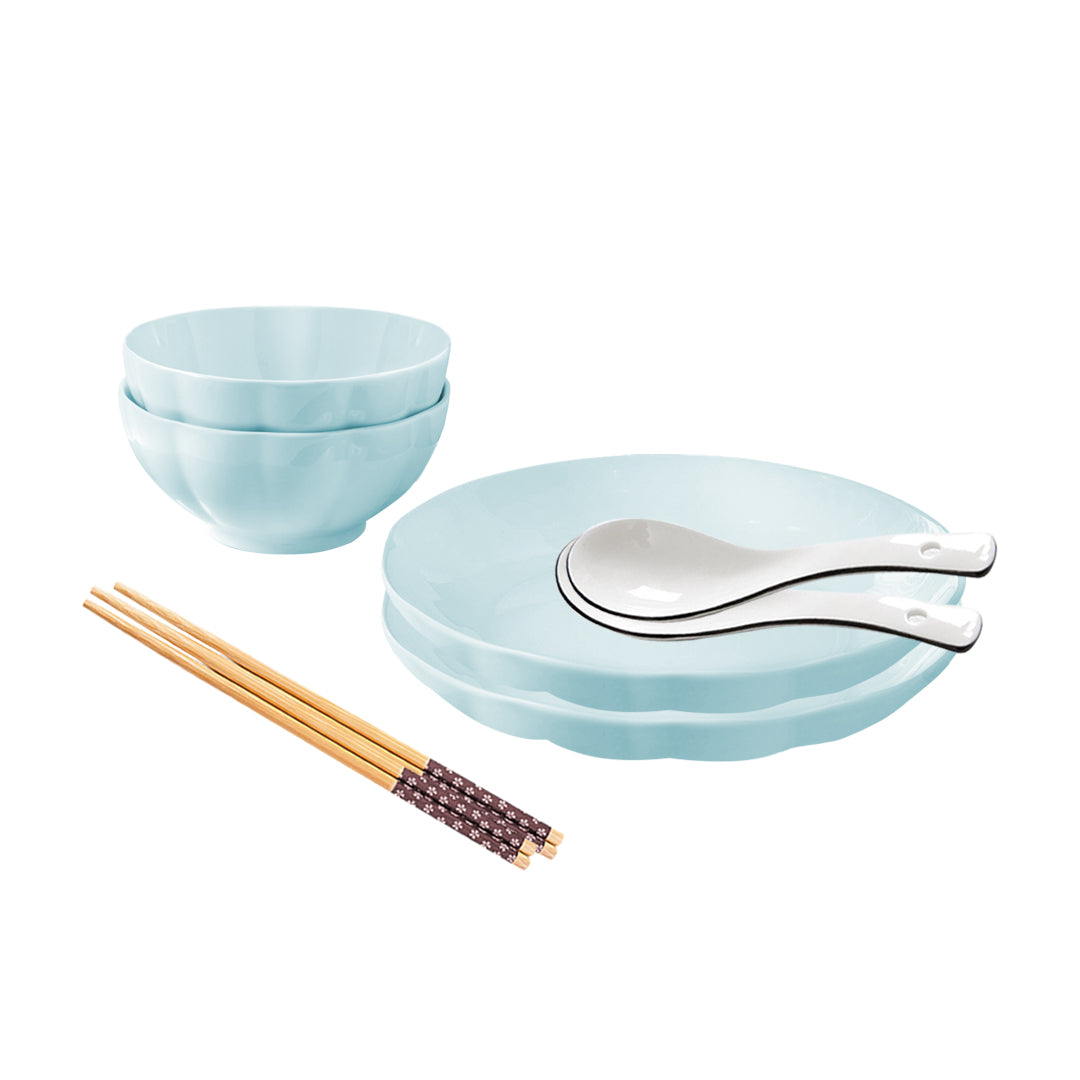 Light Blue Ceramic Dinnerware Set of 4