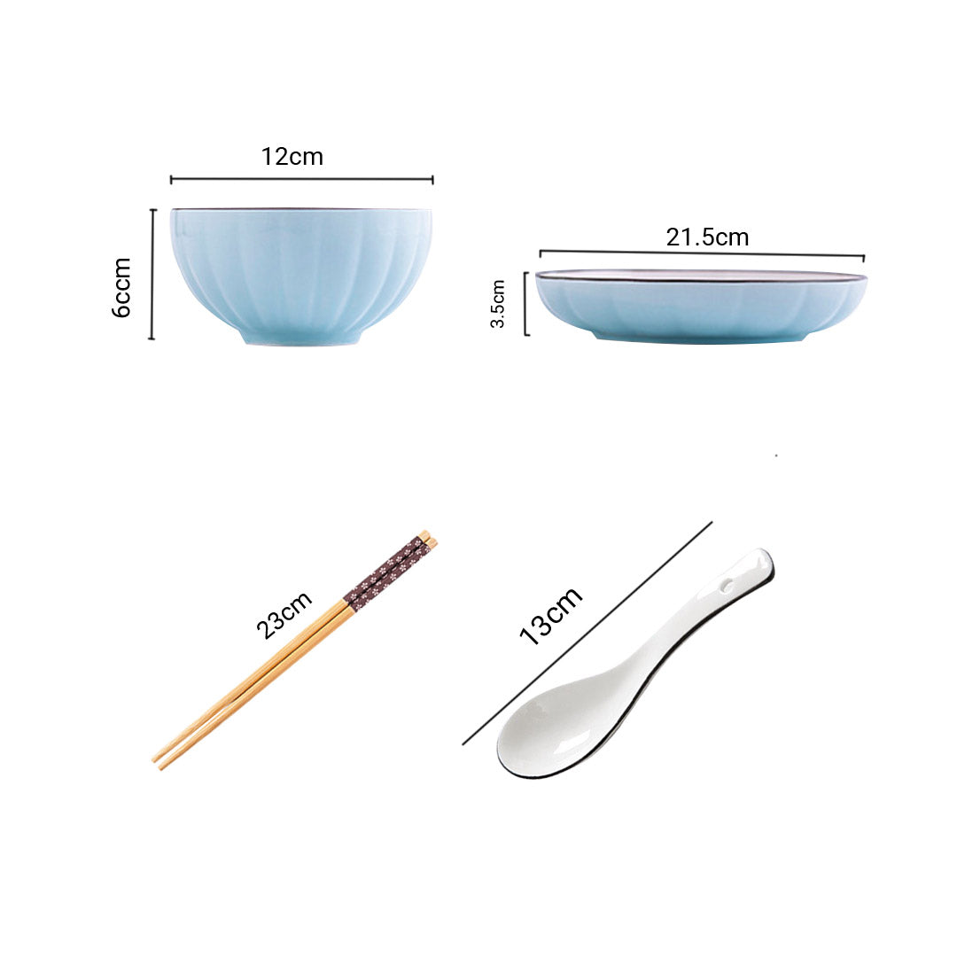 Blue Ceramic Dinnerware Set of 8