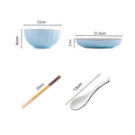 Blue Ceramic Dinnerware Set of 8