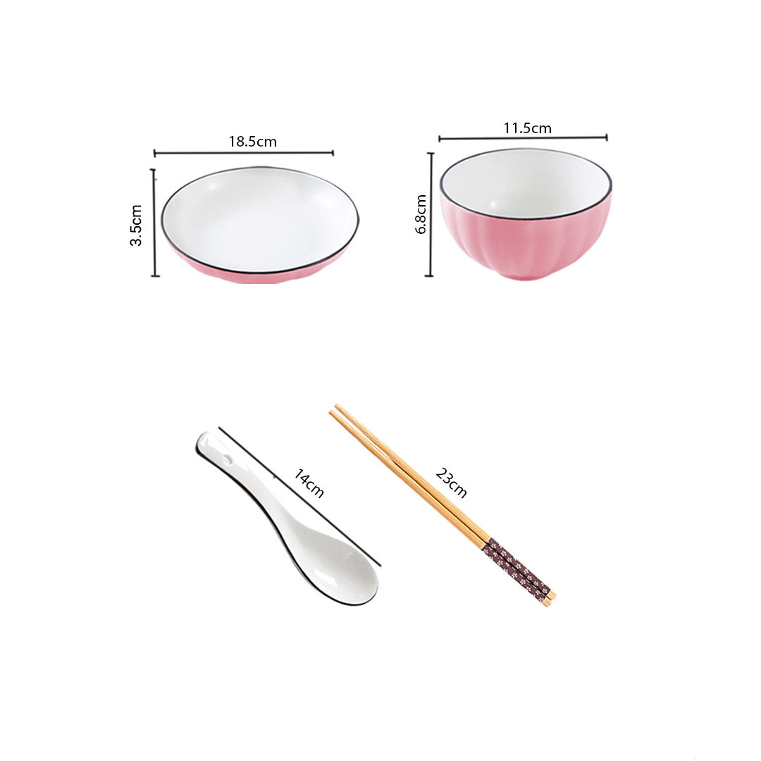 Pink Ceramic Dinnerware Set of 10