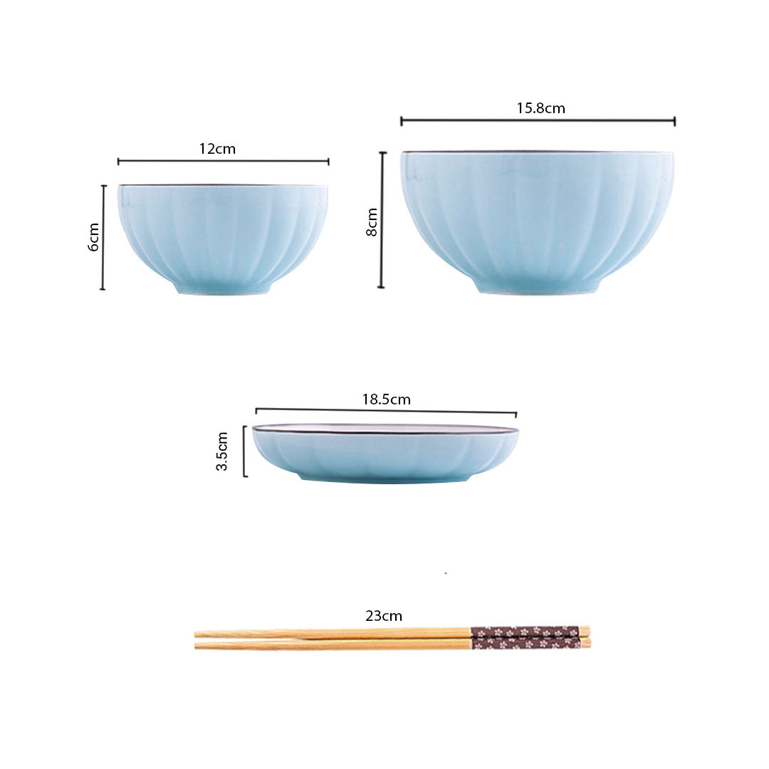 Blue Ceramic Dinnerware Set of 12