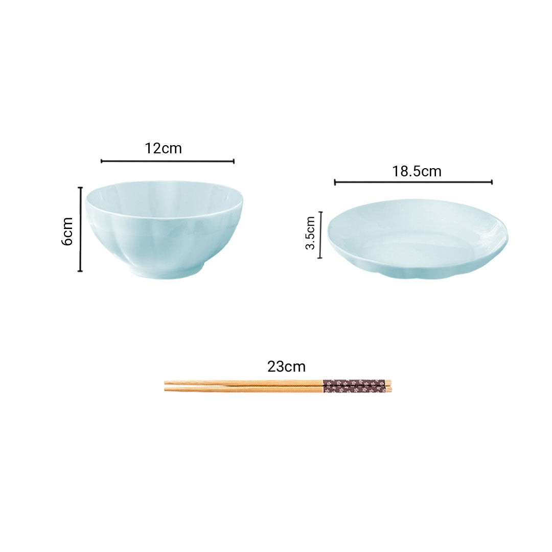 Light Blue Ceramic Dinnerware Set of 10