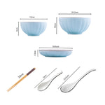 Blue Ceramic Dinnerware Set of 9