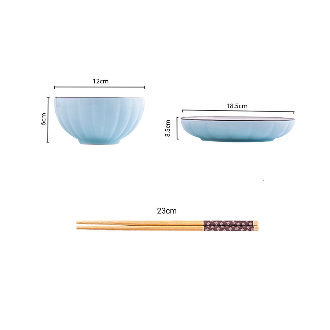 Blue Ceramic Dinnerware Set of 10