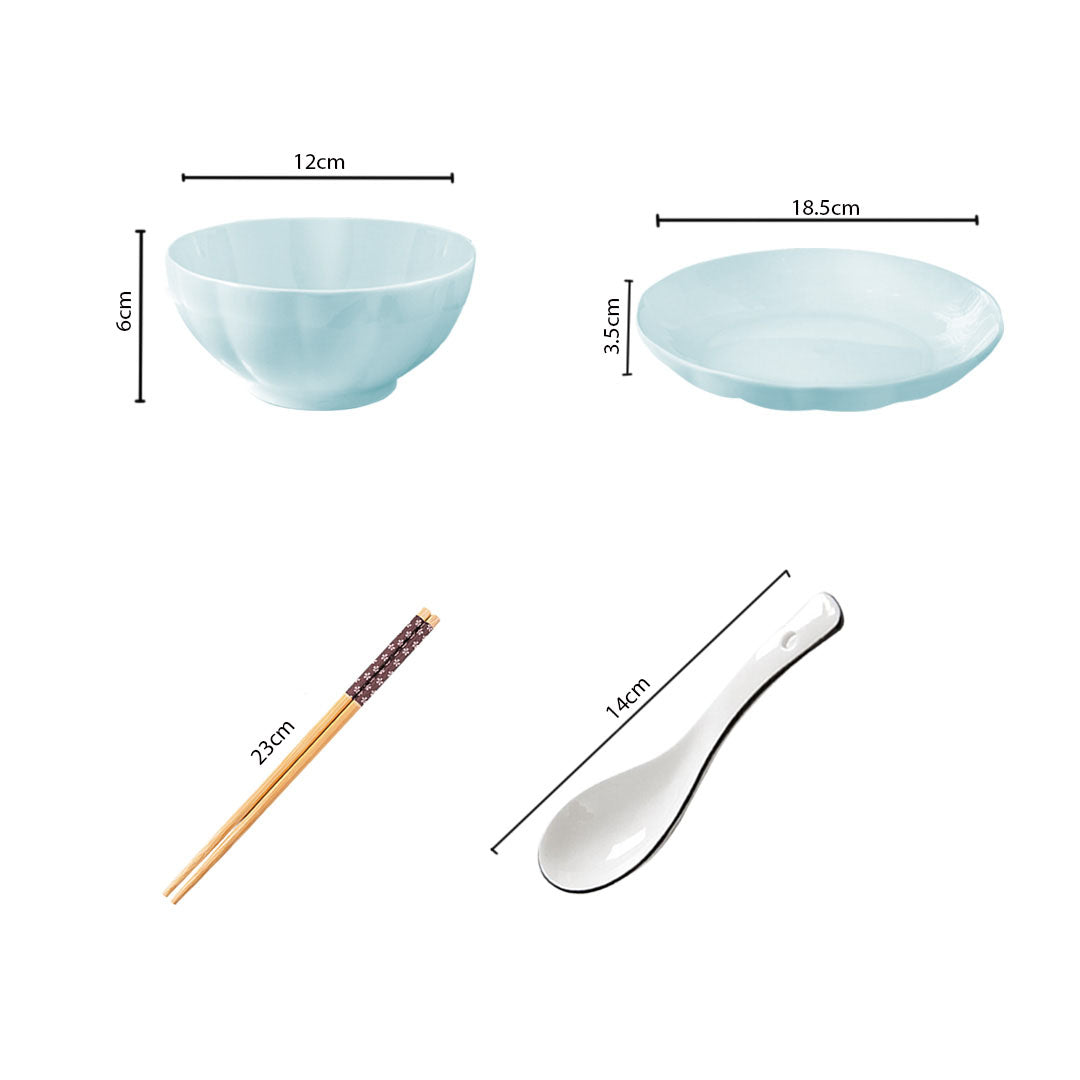 Light Blue Ceramic Dinnerware Set of 8