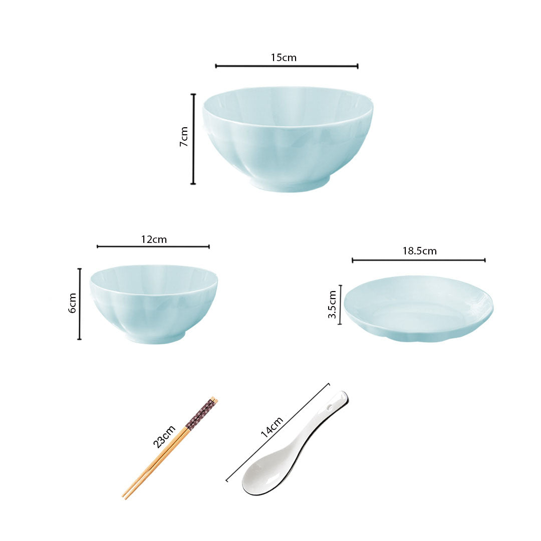 Light Blue Ceramic Dinnerware Set of 6