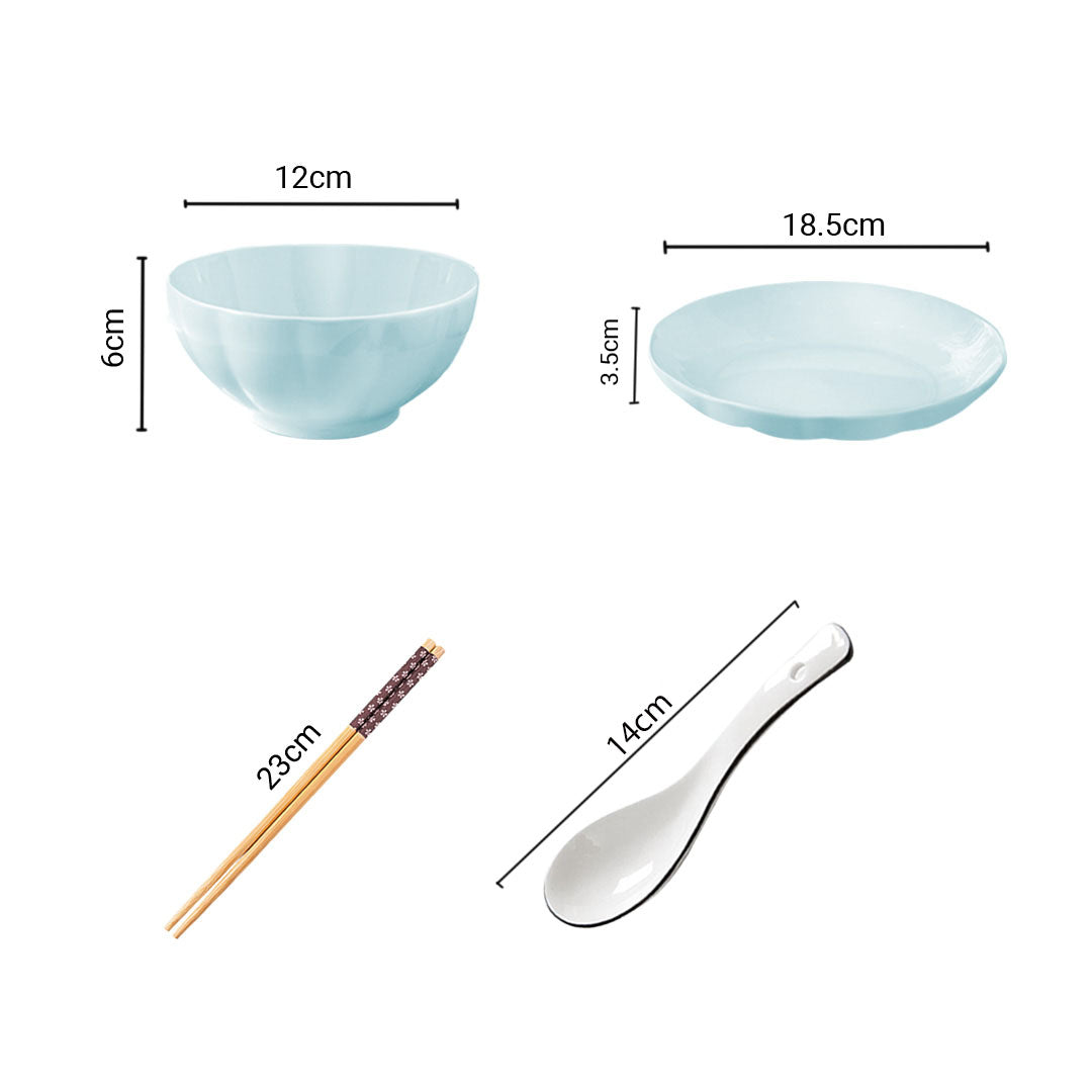 Light Blue Ceramic Dinnerware Set of 10