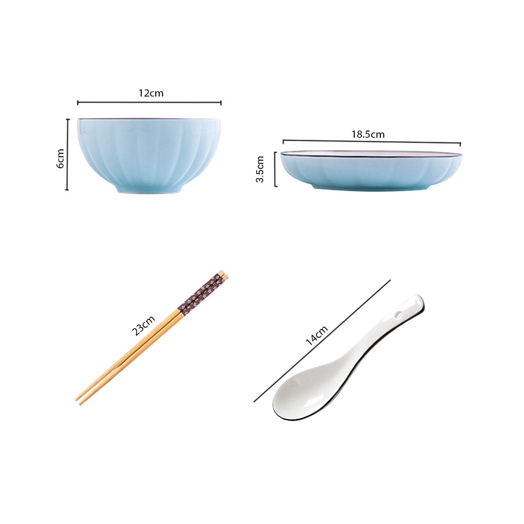 Blue Ceramic Dinnerware Set of 10