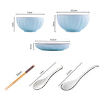 Blue Ceramic Dinnerware Set of 7