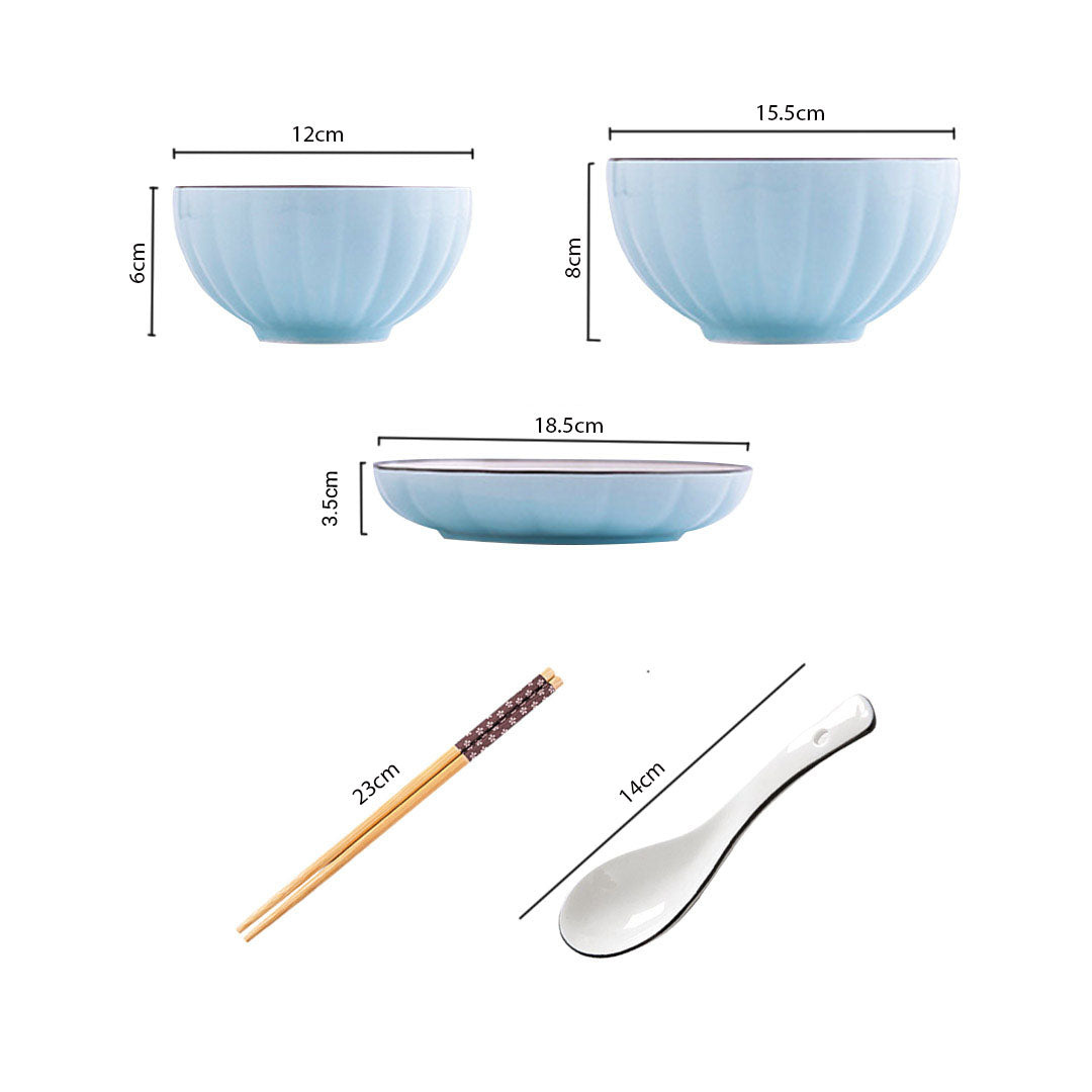 Blue Ceramic Dinnerware Set of 6