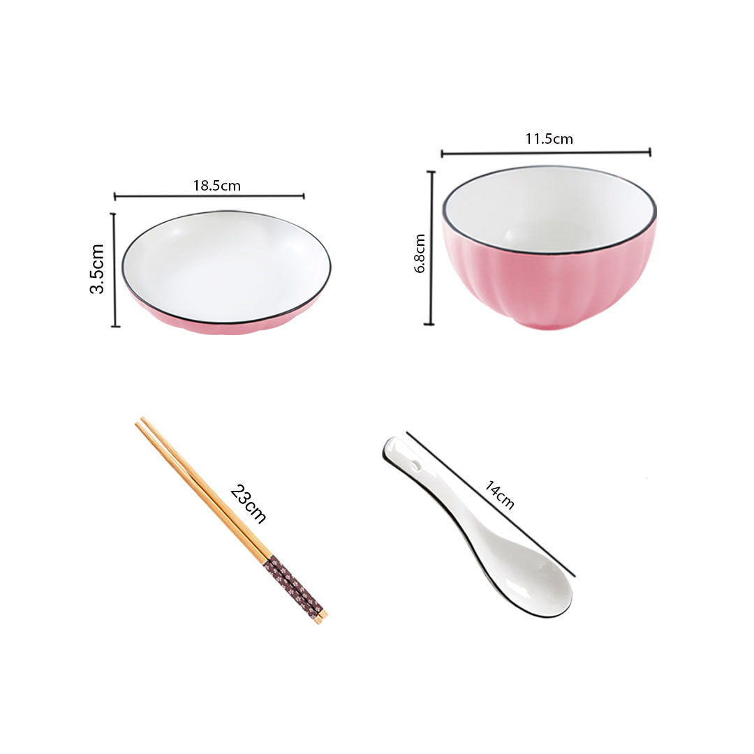 Pink Ceramic Dinnerware Set of 4