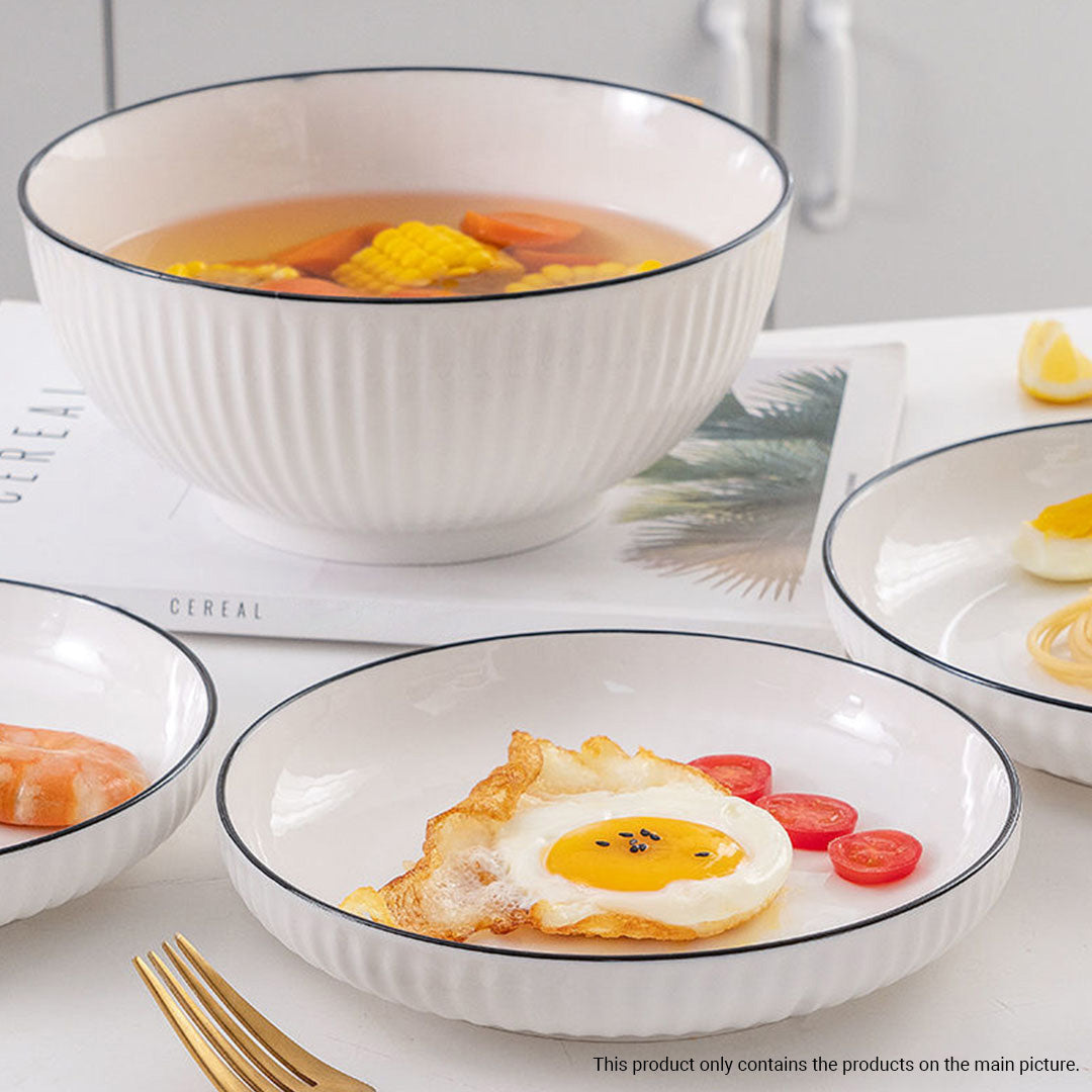 White Japanese Style Ceramic Dinnerware Set of 6