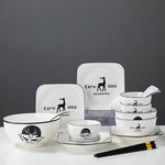 White Antler Printed Ceramic Dinnerware Set of 13