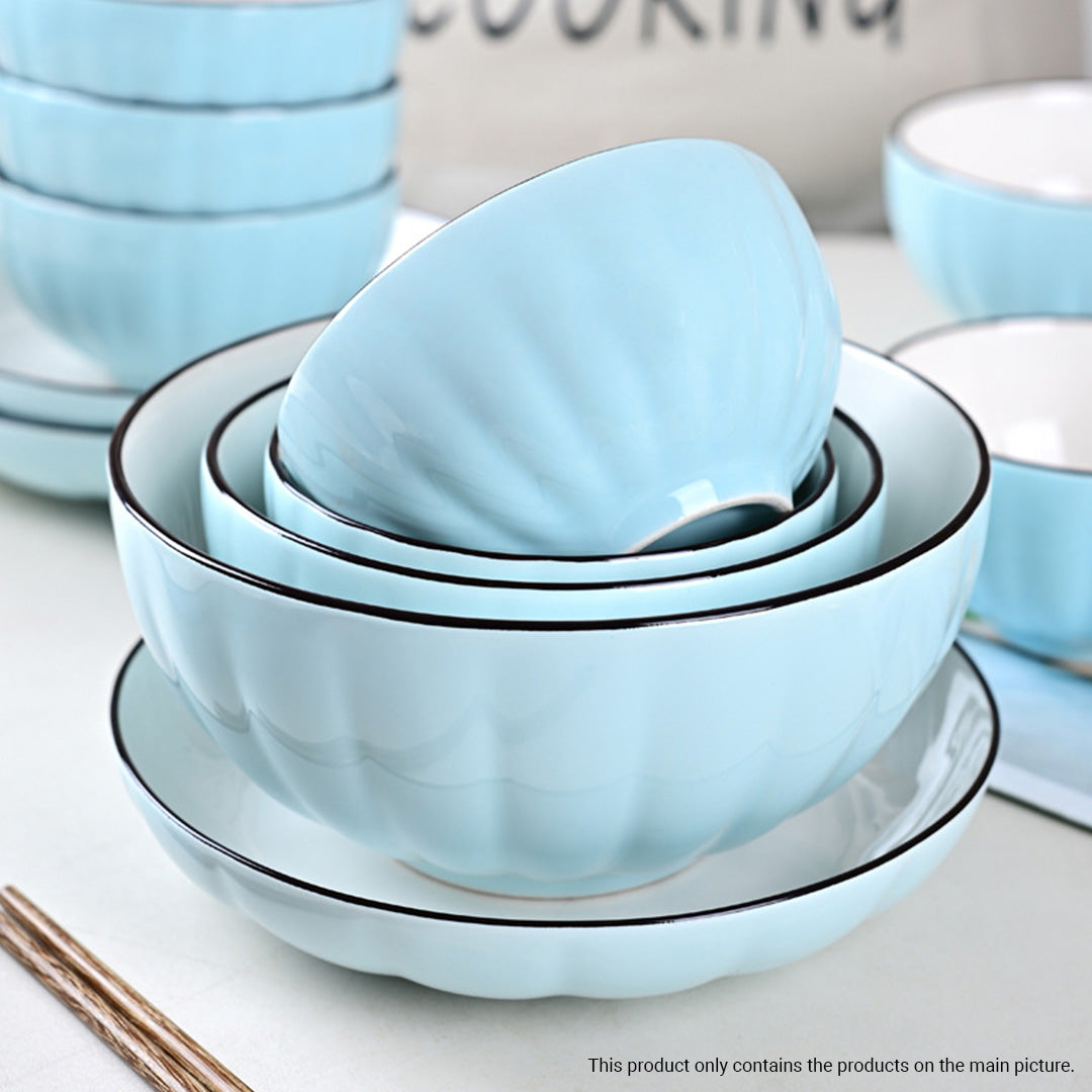 Blue Ceramic Dinnerware Set of 10