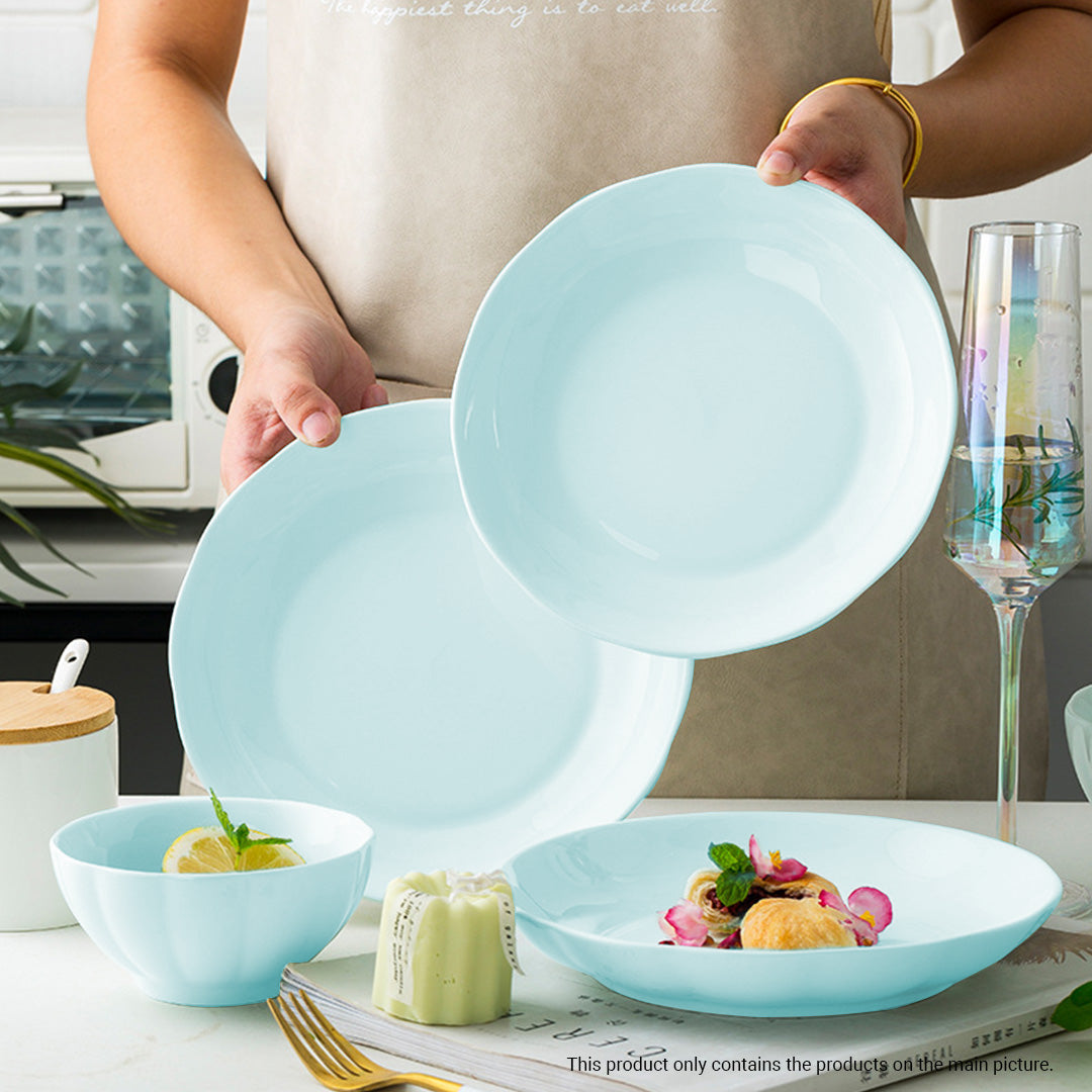 Light Blue Ceramic Dinnerware Set of 8