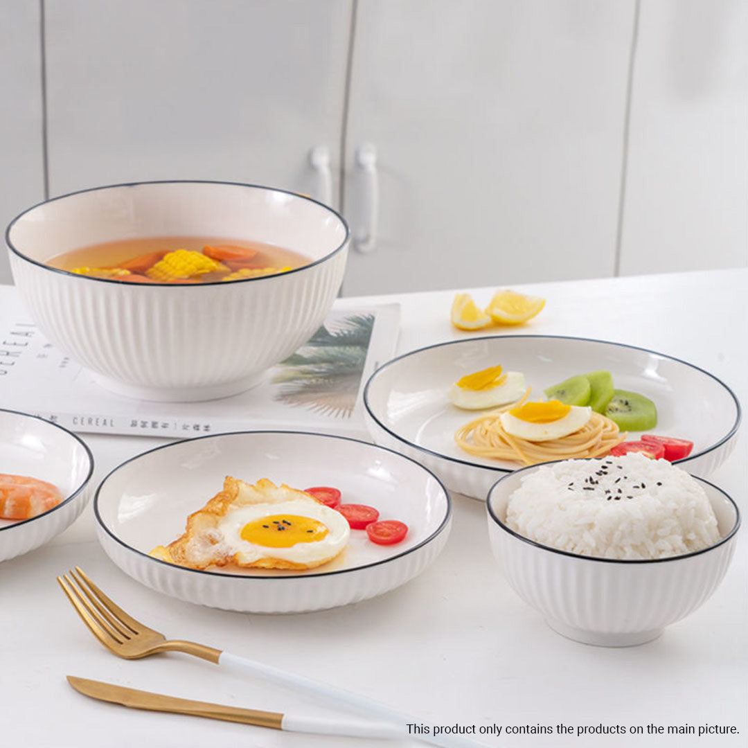White Japanese Style Ceramic Dinnerware Set of 6