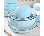 Blue Ceramic Dinnerware Set of 9