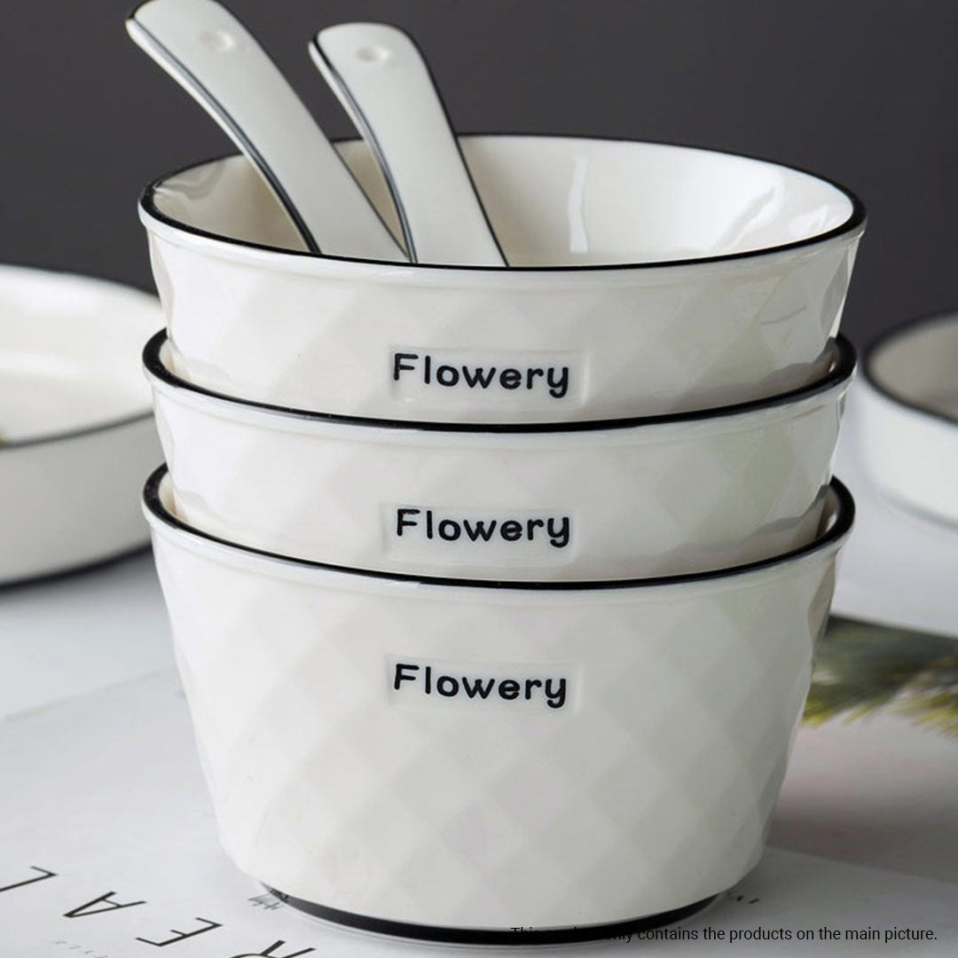 Diamond Pattern Ceramic Dinnerware Set of 8