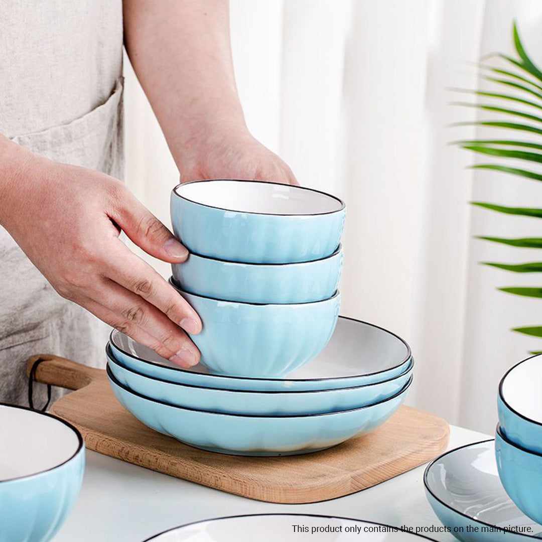 Blue Ceramic Dinnerware Set of 10