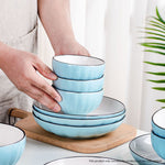 Blue Ceramic Dinnerware Set of 10