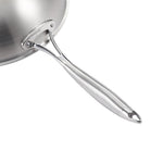 18/10 Stainless Steel 34cm Frying Pan Textured Non Stick Interior with Helper Handle and Lid