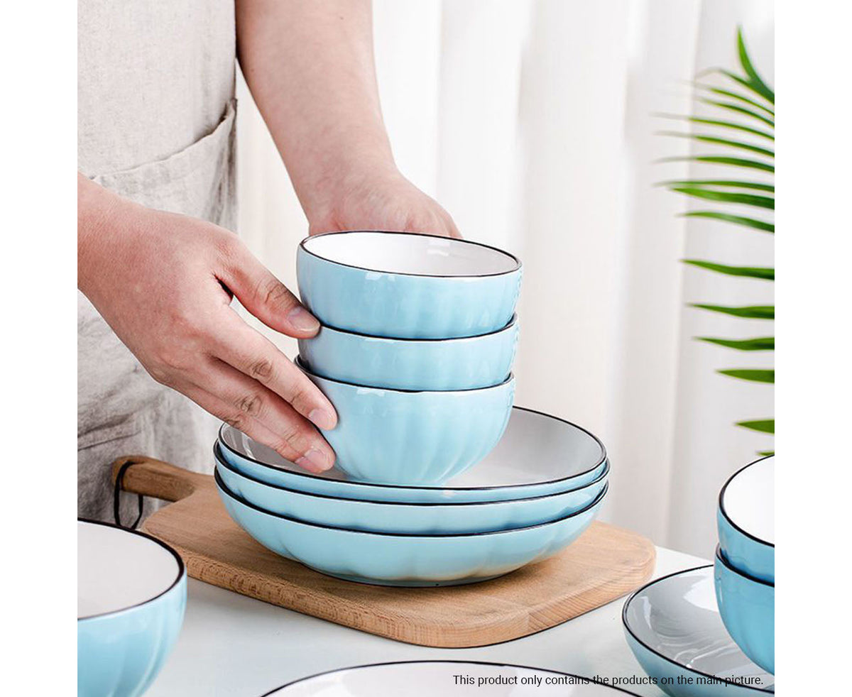 Blue Ceramic Dinnerware Set of 9