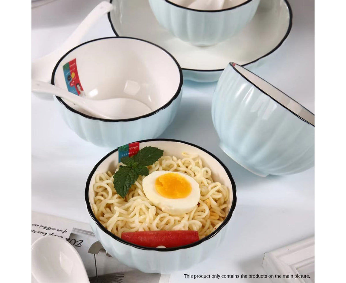 Blue Ceramic Dinnerware Set of 9
