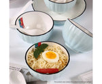 Blue Ceramic Dinnerware Set of 9
