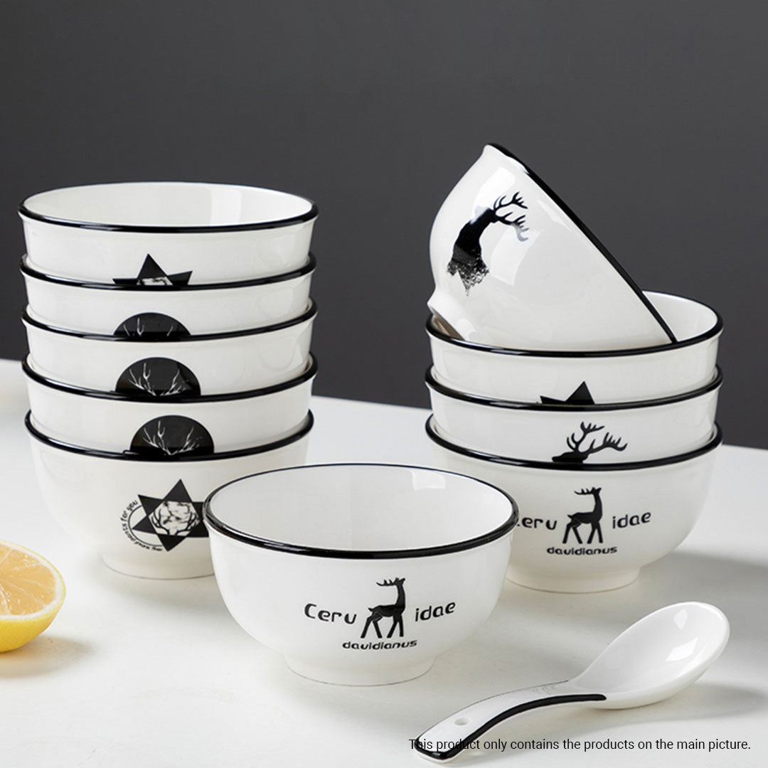 White Antler Printed Ceramic Dinnerware Set of 13