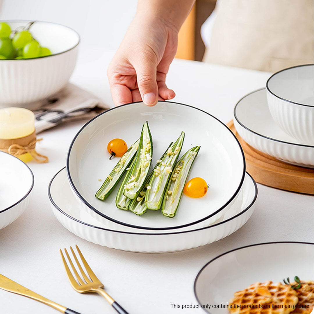 White Japanese Style Ceramic Dinnerware Set of 6