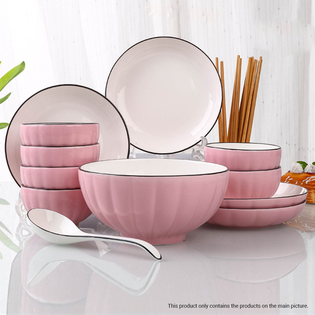 Pink Ceramic Dinnerware Set of 10