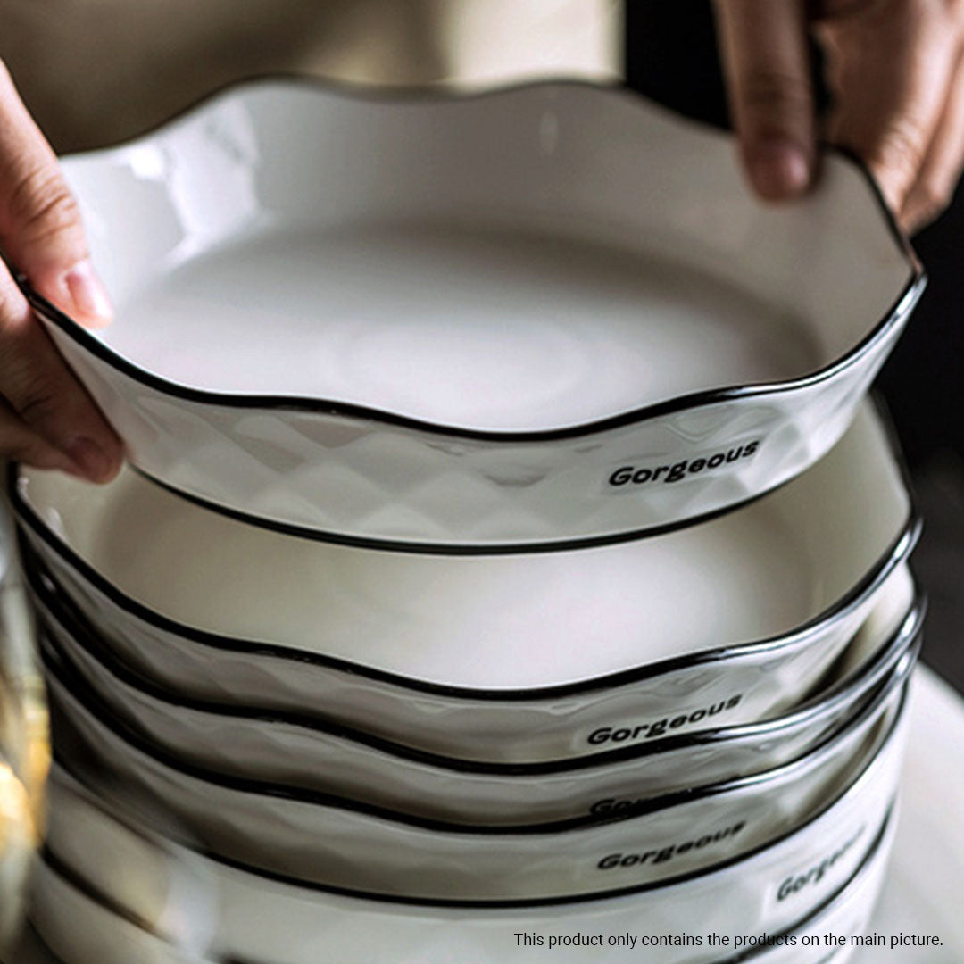 Diamond Pattern Ceramic Dinnerware Set of 8
