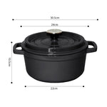 Cast Iron Porcelain Casserole 5L Black 24cm
