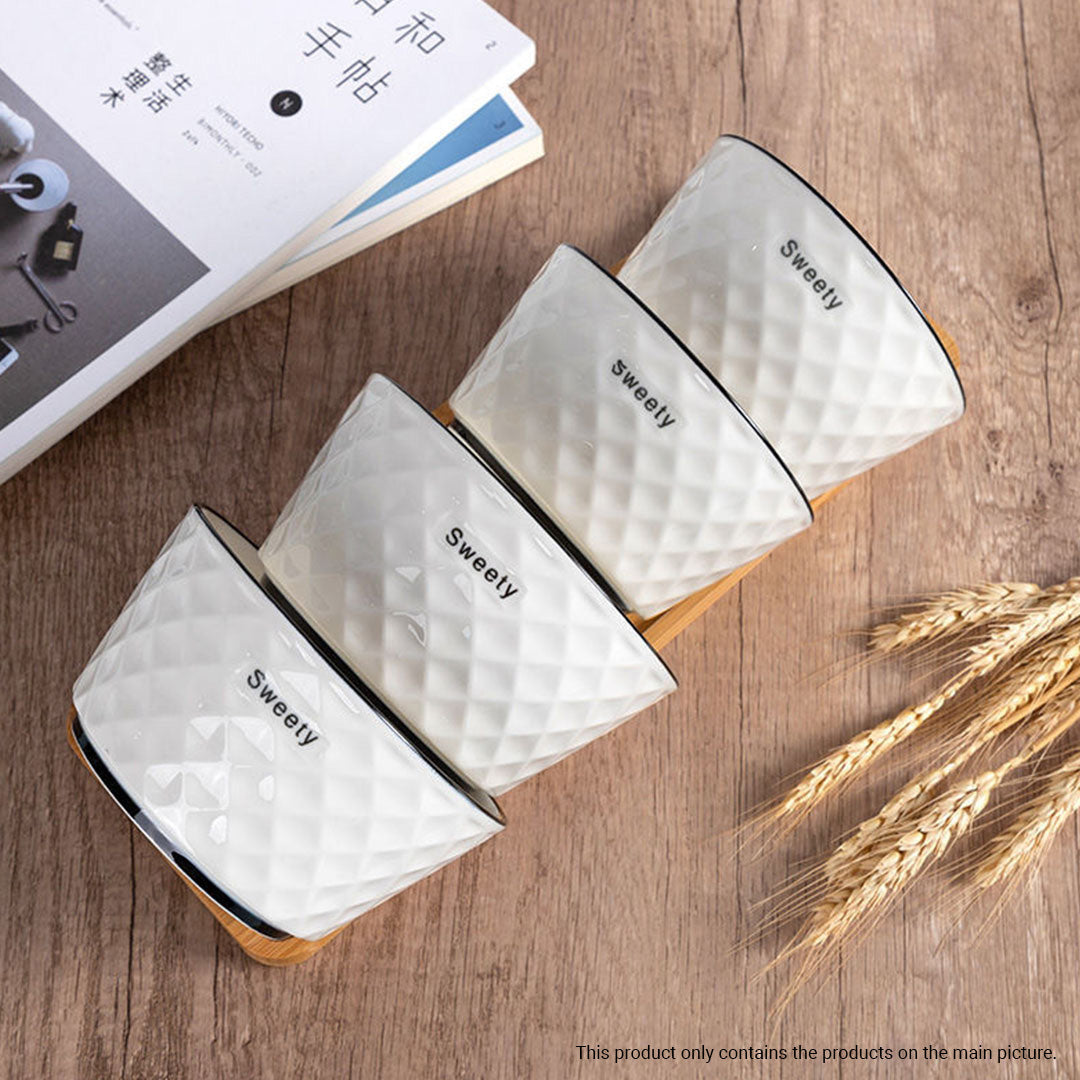 Diamond Pattern Ceramic Dinnerware Set of 8
