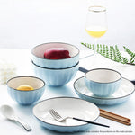 Blue Ceramic Dinnerware Set of 10