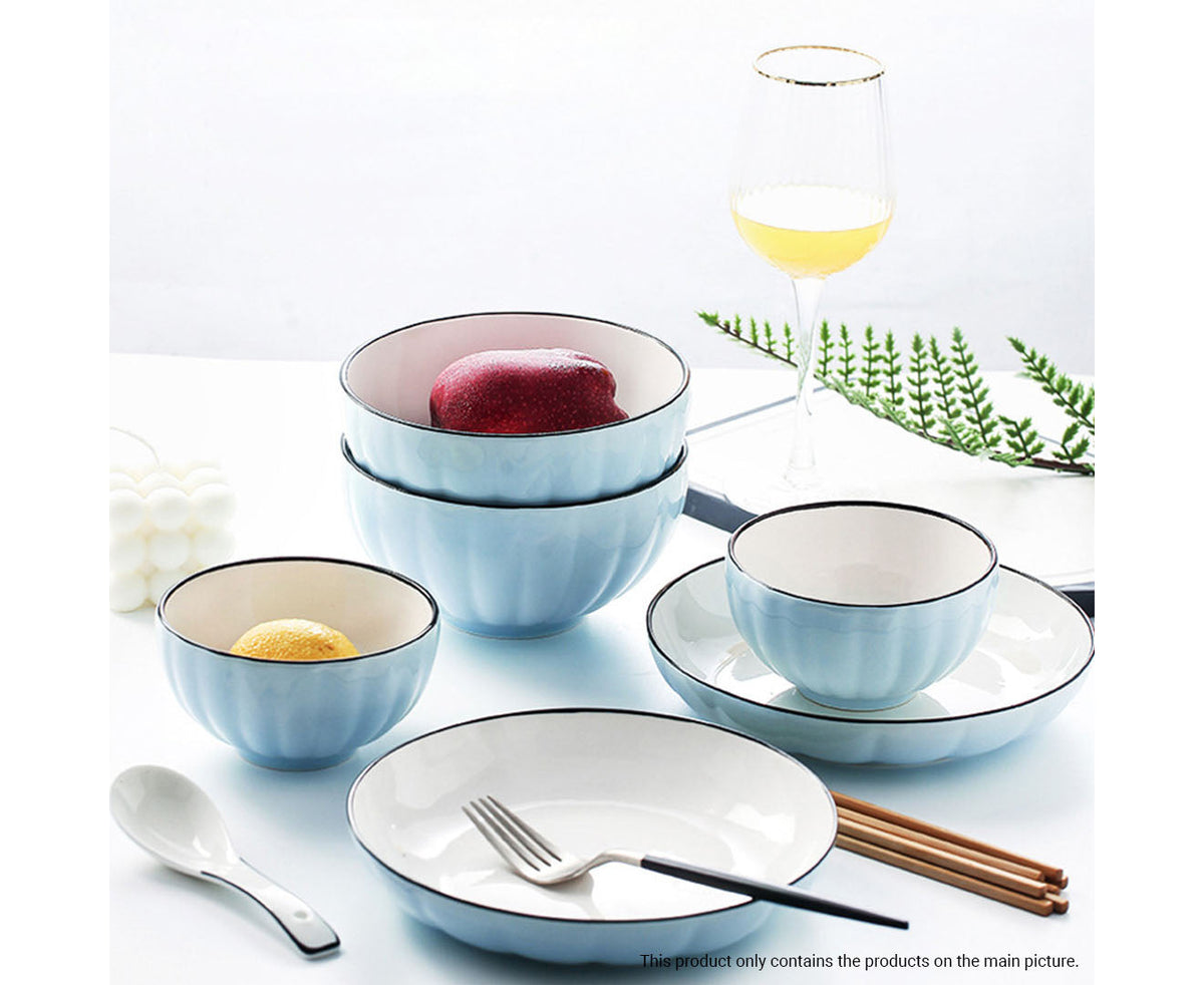 Blue Ceramic Dinnerware Set of 9