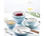 Blue Ceramic Dinnerware Set of 9