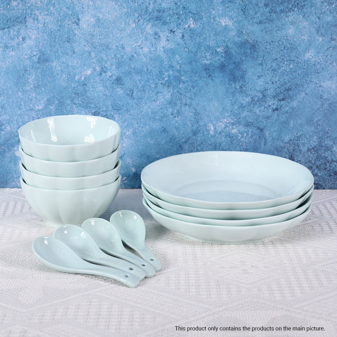 Light Blue Ceramic Dinnerware Set of 8