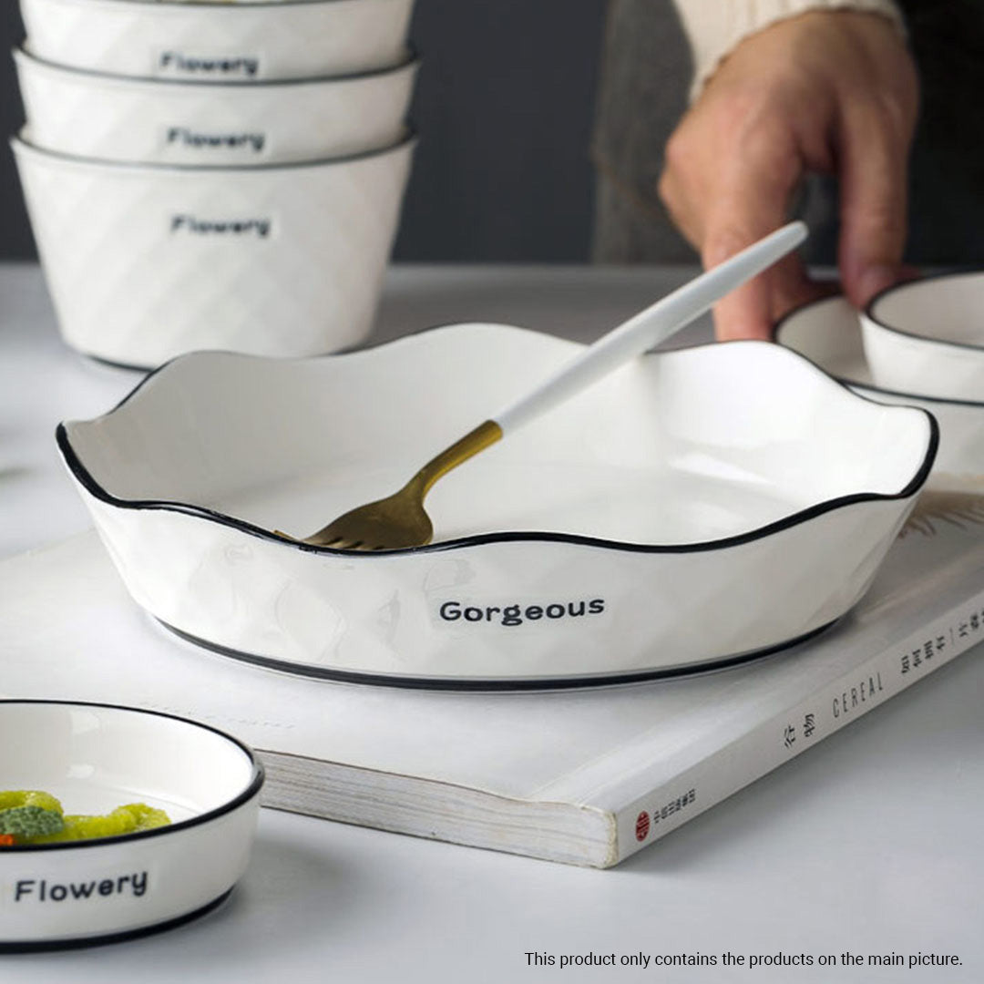 Diamond Pattern Ceramic Dinnerware Set of 8