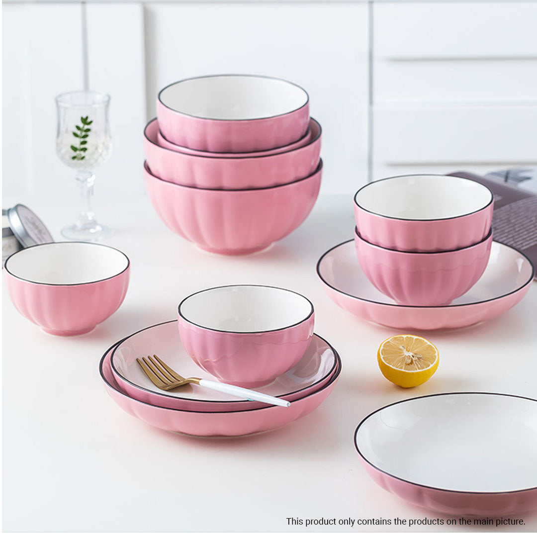 Pink Ceramic Dinnerware Set of 5