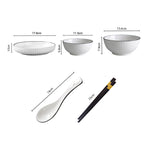 White Japanese Style Ceramic Dinnerware Set of 6
