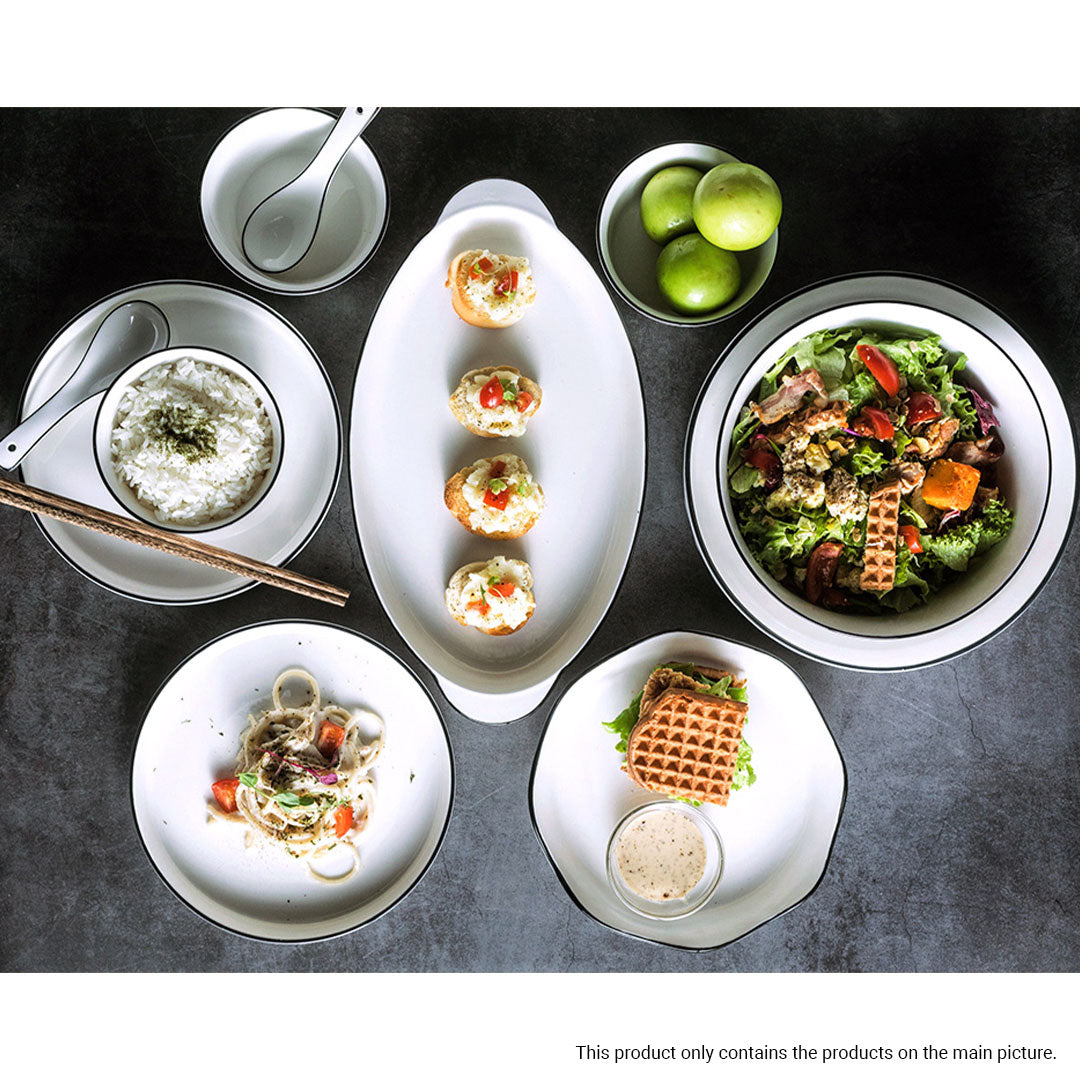 Diamond Pattern Ceramic Dinnerware Set of 8