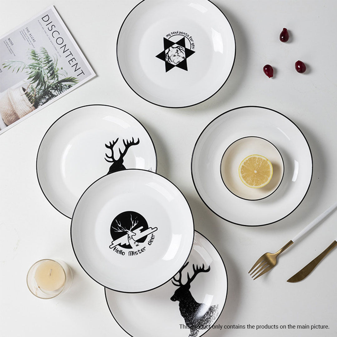 White Antler Printed Ceramic Dinnerware Set of 13