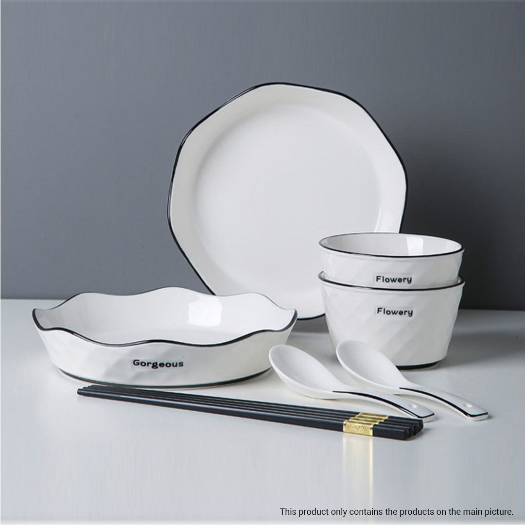 Diamond Pattern Ceramic Dinnerware Set of 8